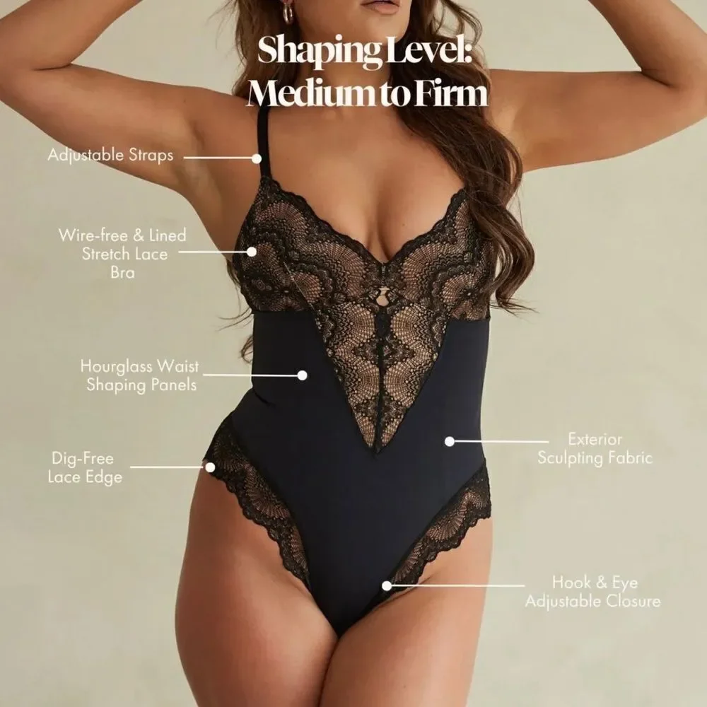 Pinsy Sculpting Lace Shapewear Bodysuit Size XL NWT